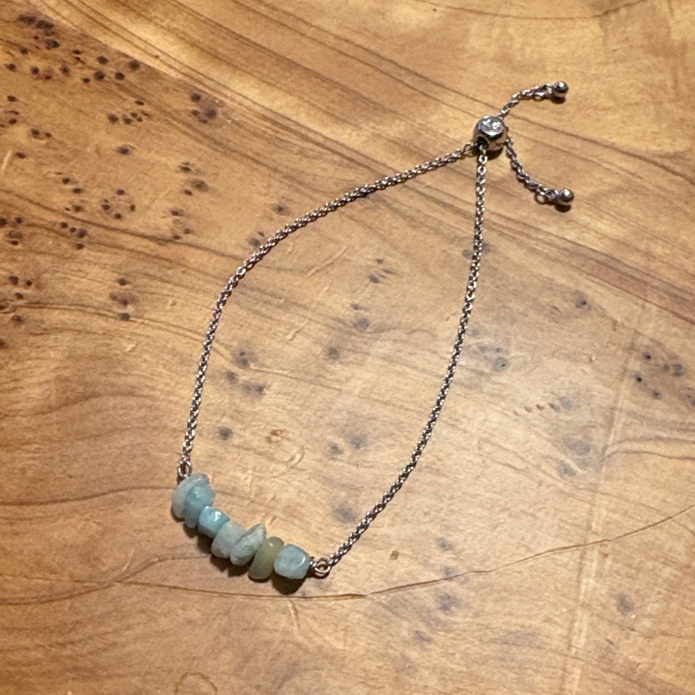 Adjustable Pura Vida Amazonite silver plated Chain Bracelet.